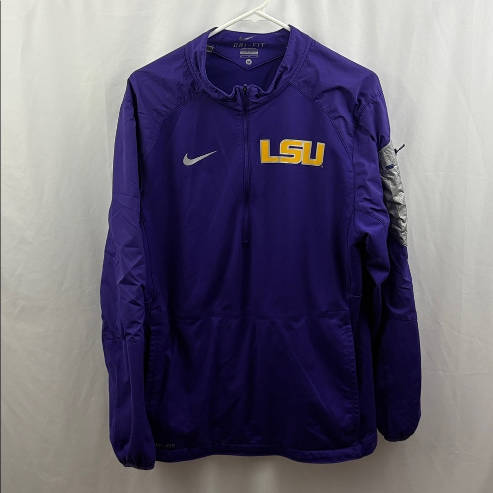 Nike Dri Fit LSU 1/4 Zip Pullover Jacket Windbreaker Sportswear Mens Medium - Picture 1 of 8